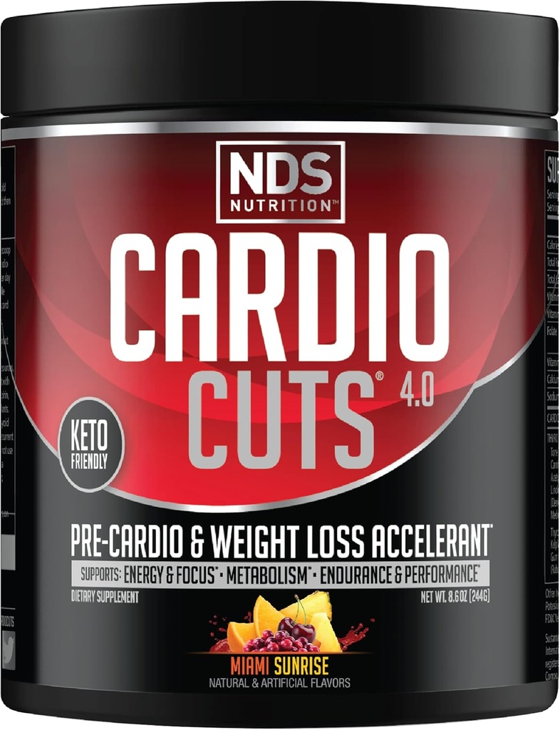 NDS Beslenme 4.0 Pre Workout Supplement - Gelişmiş Kilo kaybı ve Pre Cardio Formula ile L-Carnitine, CLA, MCTs, L-Glutamine ve Safflower Oil - Miami Sunrise (40 Hizmet)