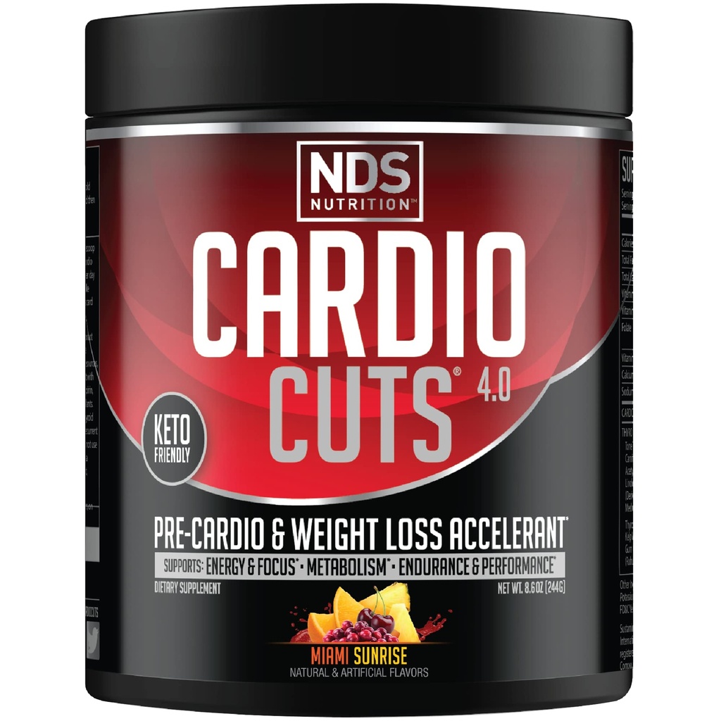 NDS Beslenme 4.0 Pre Workout Supplement - Gelişmiş Kilo kaybı ve Pre Cardio Formula ile L-Carnitine, CLA, MCTs, L-Glutamine ve Safflower Oil - Miami Sunrise (40 Hizmet)