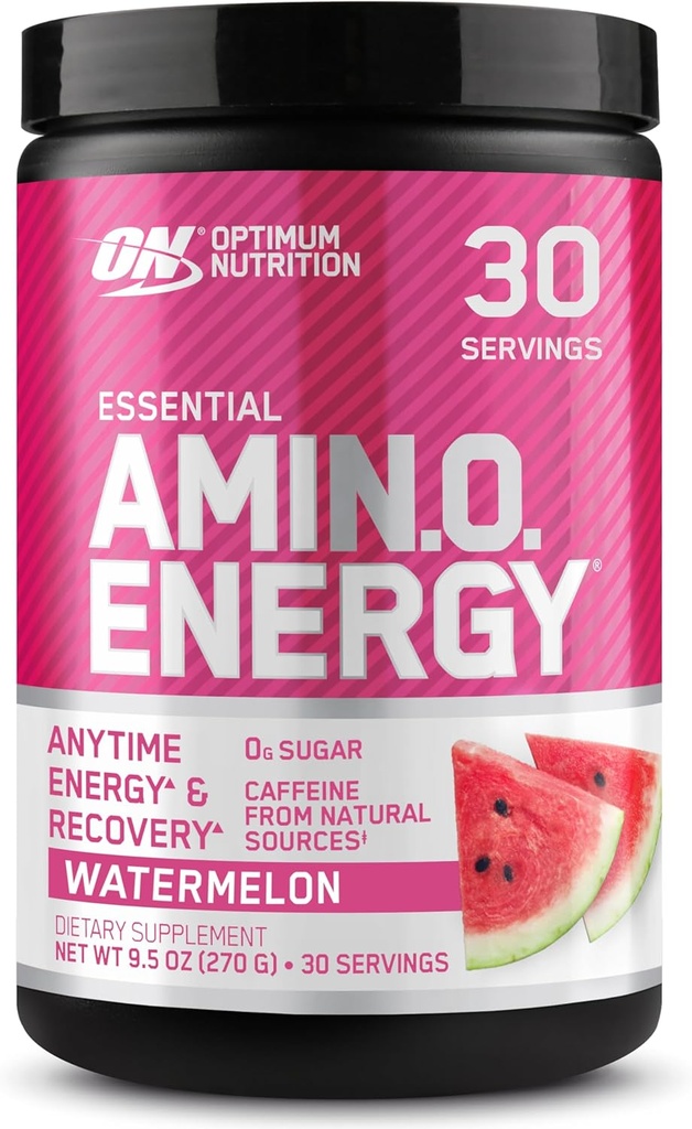 Optimum Nutrition Amino Energy - Προ προπόνηση με πράσινο τσάι, BCAA, Αμινοξέα, Κετοφιλικό, Πράσινο εκχύλισμα καφέ, Ενεργειακή σκόνη - Καρπούζι, 30 εξυπηρετήσεις (Packaging May Vary)