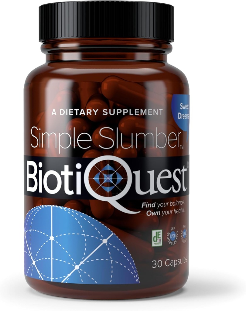 BiotiQuest Basit Slumber Probiyotikleri Uyku Kalitesine ve Gut Health'e yardımcı olmak için, 18 Milyar CFU, Non-GMO ve Gluten Free, 30 Capsules