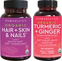 Organik Saç Ciltleri ve Çığ Vitaminleri + Organik Turmeric with Black Pepper & Ginger Sche, Biotin 5000 Live Hair, Turmeric for Natural Joint Support Support
