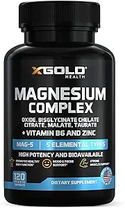 Mikronized Magnezyum Kompleksi Plus B6 | çinko Oksit Magnezyum, Bisglycinate Chelate,Citrate, Malate | Taurate | Bones, Muscle, Energy,Immune System High Abors - Made in the USA