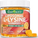 Liposomal L-lysine Gummies 1200 mg, Lysine Chewable Supplement with Vitamin C, D3, B12 & Çinko for Yetişkinler & Çocuklar, Immune & Collagen Support, Lips & Skin Health, Vegan, Natural Fruit Flavor, 60CT