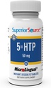 Superior Source 5- HTP 50 mg - Φυσικό συμπλήρωμα Βοηθά Αναπαυτικές λειτουργίες ύπνου & νευροδιαβιβαστή - Εγκέφαλος Υγεία & Λειτουργία Υποστήριξη - 5- Hydroxytryptophan συμπλήρωμα - 60 στιγμιαία δισκία διάλυσης