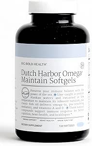 Big Bold Health Dutch Harbor Omega Maintain Softgels - Premium Alaskan Cod Liver Oil (120 Count) - Sustainably Sourced Omega-3 Supplement with EPA, DHA, DPA - Natural Vitamins A & D - MSC Certified
