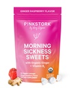 Pink Stork Morning Hastaness Sweets, Organik Raspberry Ginger Candy ile B6, Hareket Hastalığı Desteği, Prenatal Kalpburn - Gecikme Sahipleri - 30 Üste Çıkmalı