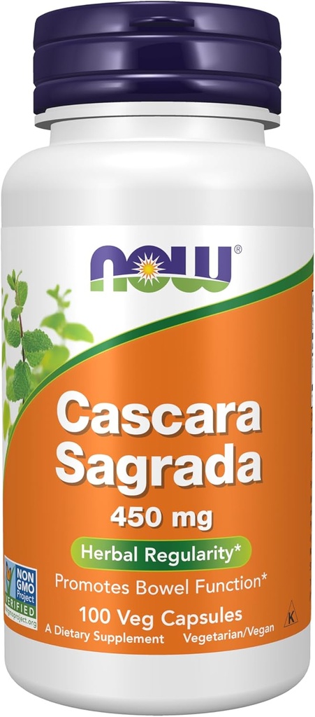NOW Foods Supplements, Cascara Sagrada (Rhamnus purshiana) 450 mg, Herbal Regularity*, 100 Veg Capsules