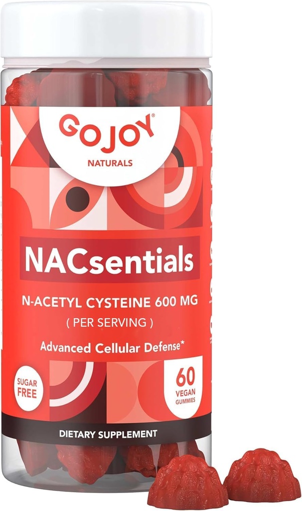 GOJOY 7in-1 Sugar-Free NAC Gummies – NACsentials 600 mg N-Acetyl Cysteine ile C, ALA, Quercetin & Astaxanthin – Antioksi & Liver Detox Desteği – Vegan & Keto-Friendly – 60 Gummies