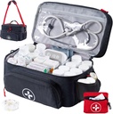 BAGSFY Travel Medicine Bag, Mini İlaç Bag, Çift Katmanlar İlk Yardım Kit Boş, Kilitable Pill Şişe Organizer for Home, Büyük İlaç Deposu, Seyahat Acil Durum Yaratıyor.
