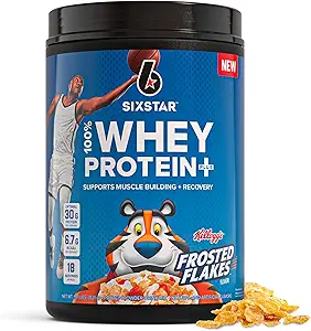 Six Star Whey Protein Toz Plus - Kas Building & Recovery Formula Whey Isolate Toz, BCAAs, 30g Protein, Immune Support - Post-Workout Supplement - Kellogg's Frosted Flakes Flavor, 1.8 lbs