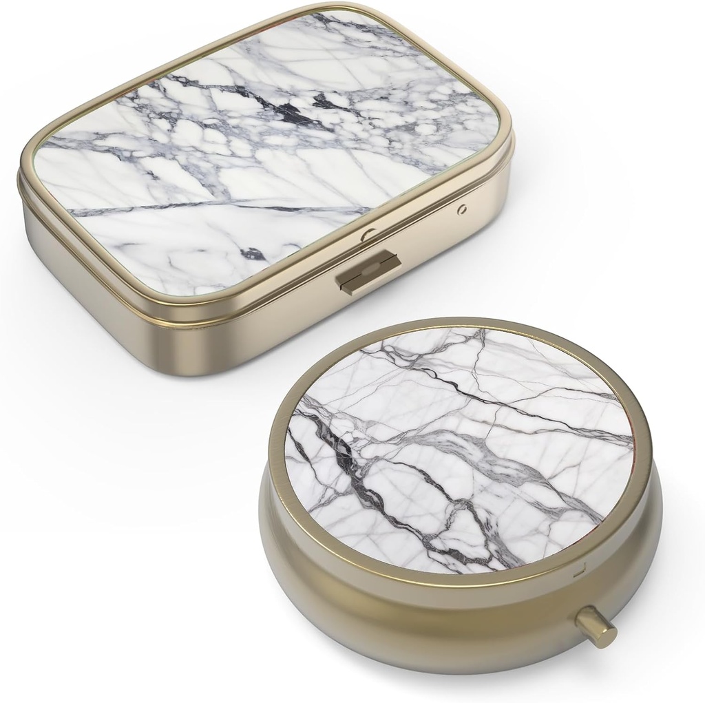 Pill Case Pill Box with Mirror Retro Small Pill Case for Purse or Pocket Bronz Pill Box or Vitamins, Fish Oil, Supplements, Pill Containe Travel Hediyeleri(2ücretli)