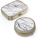 Pill Case Pill Box with Mirror Retro Small Pill Case for Purse or Pocket Bronz Pill Box or Vitamins, Fish Oil, Supplements, Pill Containe Travel Hediyeleri(2ücretli)