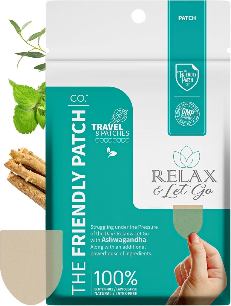 The Friendly Patch - Relax & Let Go with Ashwagandha, Gaba & Gotu Kola - Eski olarak Zen Patches 8 paketi olarak bilinen