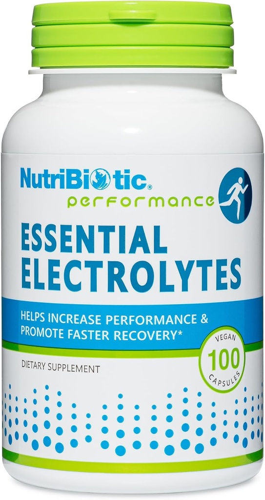 NutriBiotic Essential Electrolytes, 100 Ct Capsules | Destekler Artan Performans ve Hızlı Kurtarma | Farmer Grade Vitamin C with Electrolytes for Rehidr | Vegan, Gluten-Free & Non-GMOMO