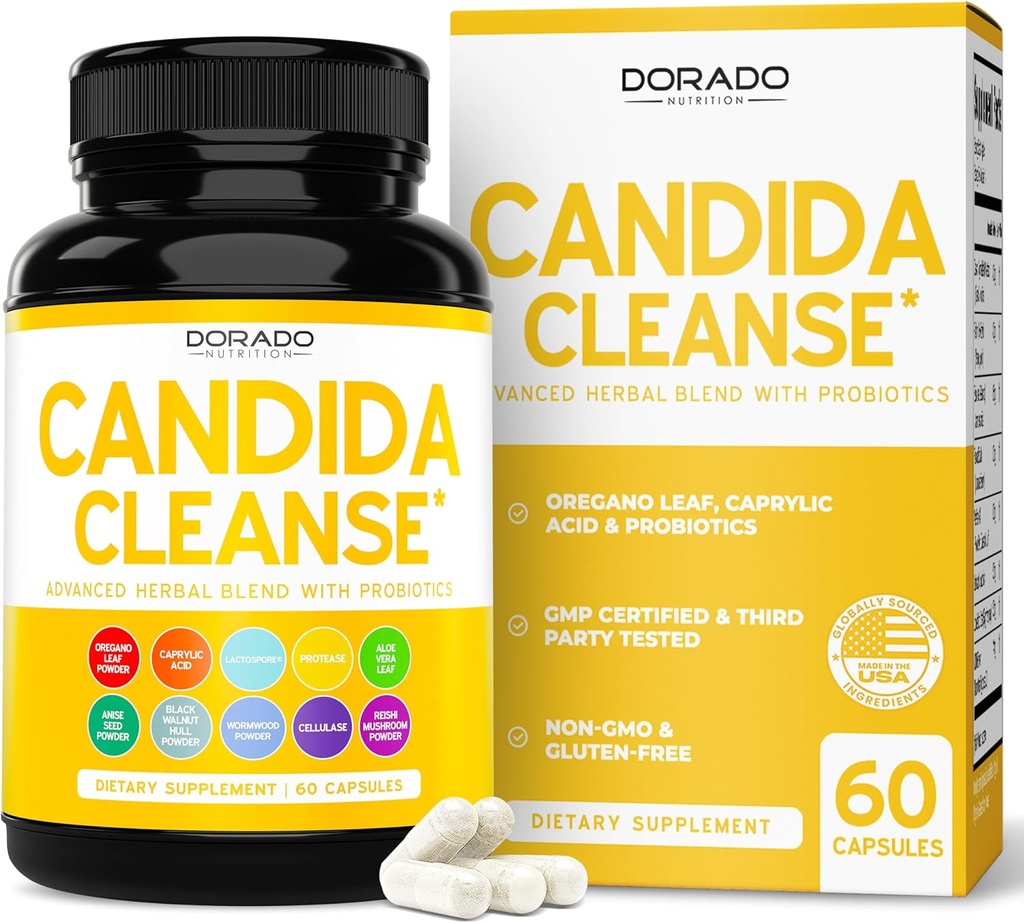 Candida Cleanse Detox (60 Count) Advanced 11-in-1 Formula for Overgrowth treatment with Candida Killer Complex for Men and Women - Third Party Tested - Made in USA
