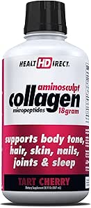 HEALTH DIRECT AminoSculpt Sugar-Free Collagen Supplement - High Potency Medical-Grade Protein for Hair, Skin, Nails & Joints, Grass-Fed, Non-GMO, Liquid Collagen - Tart Cherry - 30 Fl Oz