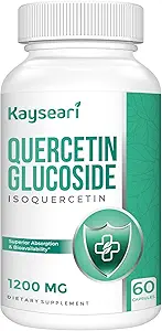 Quercetin Glucoside 1200mg Συμπληρώματα - Ισοκερκετίνη με 6X βιοδιαθεσιμότητα, 60 κάψουλες λαχανικών, Περιέχουν Μαύρο Πιπέρι & Ρουτίνη για μέγιστη απορρόφηση