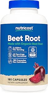 Nutricost Beet Root 2400 mg, 180 Capsules - CCOF Organik Arıt Root, Superfood, 60 Hizmetler