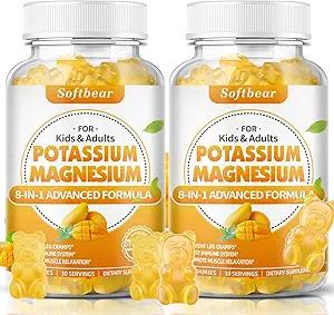 Kadın için yumuşak taşıyıcı Pyum Magnezyum Gummies, Kalsiyum Magnezyum P Vitaminleri Sugar-Free Piyal Citrate Gummies Support Muscle Health, Mango Flavor 120