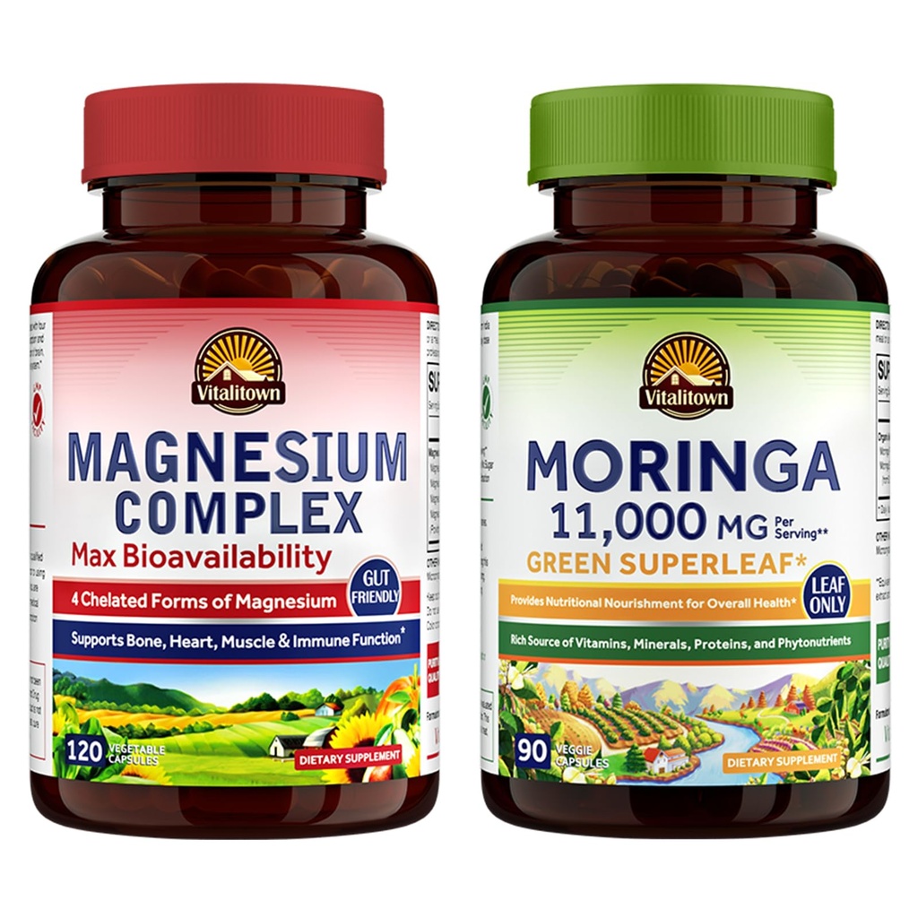 Vitalitown Magnesium + Moringa Bundle (Pack of 2) 