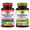 Vitalitown Magnesium + Moringa Bundle (Pack of 2) | Magnesium Complex (Item 1) & Moringa (Item 2) | 120 Magnesium Capsules & 90 Moringa Capsules