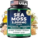 Sea Moss Black Seed Oil Ashwagandha Ginger – Advanced Irish Sea Moss Capsules All in One Supplement with Seamoss Black Seed Oil Ashwagandha Burdock Root Bladderwrack - Pills for Energy, Immune, Gut