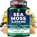 Sea Moss Black Seed Oil Ashwagandha Ginger - Advanced Irish Sea Moss Κάψουλες Όλα σε ένα συμπλήρωμα με Seamoss Black Seed Oil Ashwagandha Burdock Root Bladderwrack - Χάπια για την ενέργεια, ανοσοποιητικό, Gut
