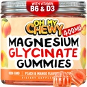 Κεντρο-γεμισμένο Μαγνήσιο Γλυκινικό Gummies 400MG - Υψηλή απορρόφηση για παιδιά, εφήβους & ενήλικες - Συμπλήρωμα για ύπνο, ηρεμία & μυϊκή χαλάρωση με B6 & D3 - Χωρίς γλουτένη & Vegan Friendly - 60 Count