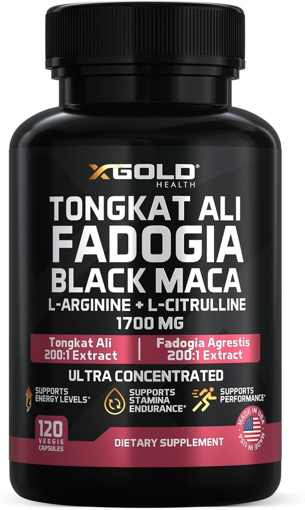 X Gold Health Tongkat Ali + Fadogia Agrestis + Black Maca – Ενέργεια, Ζωτικότητα & Stamina Booster για άνδρες και γυναίκες Made in USA