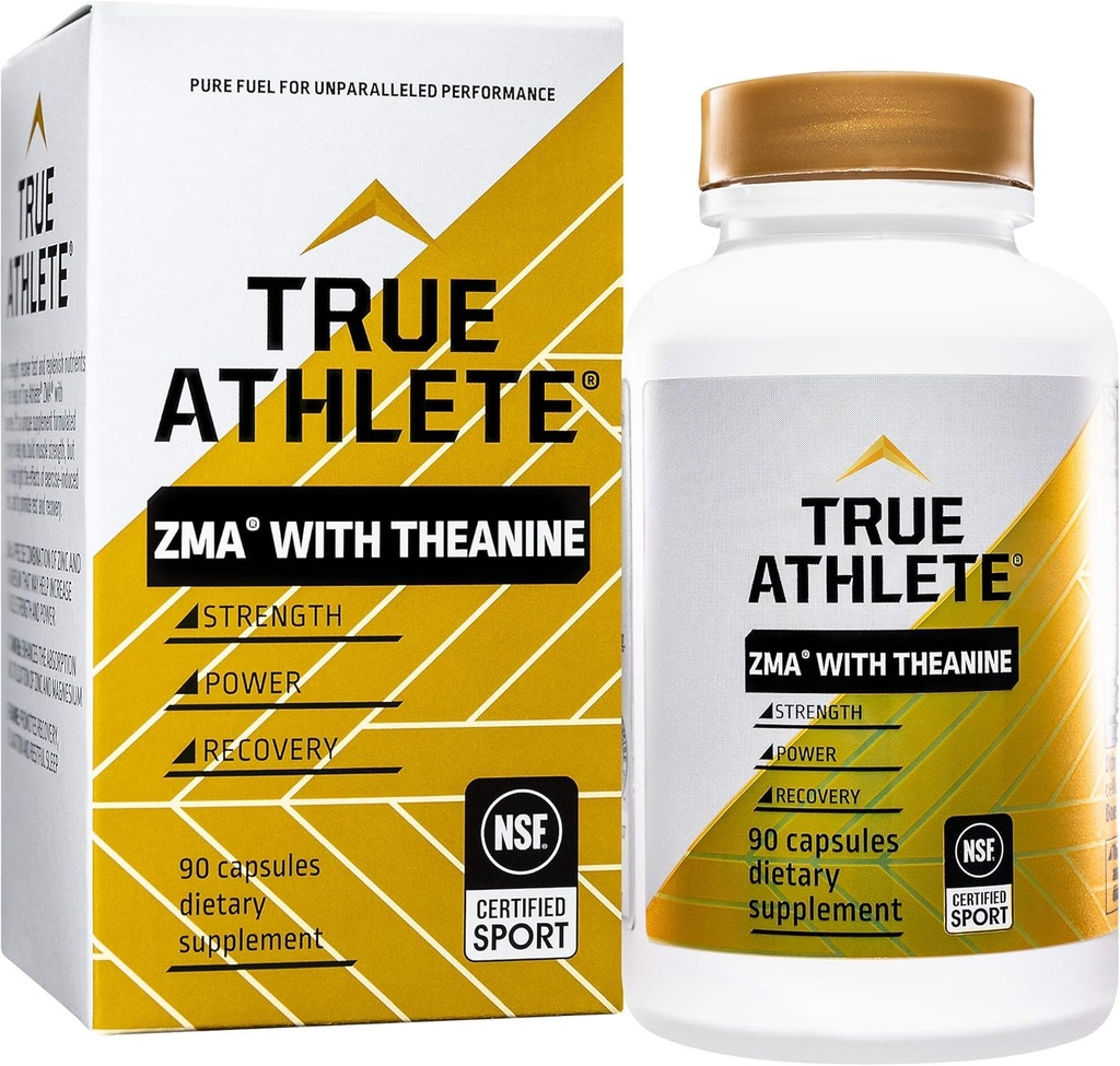 Αληθινός αθλητής ZMA με Theanine – Υποστηρίζει την αποκατάσταση των μυών, τη δύναμη & τον ύπνο – Ψευδάργυρος, μαγνήσιο, βιταμίνη Β6 & Theanine Formula for Relaxation & Performance (90 κάψουλες)
