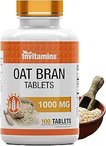 tnvitamins Oat Bran Tablets | 100 Tablets x 1,000 MG per Tablet | Oat Fiber Tablets | Soluble & Dietary Fiber Supplement | Supports Digestive Health * | High Potency Formula