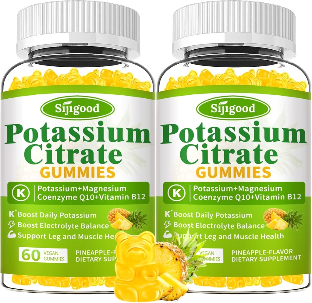2 Pack P Properties Citrate Gummies – Yüksek Potency Pyumfik Ek Kas Sağlığı için, Leg Cramp Relief, Electrolyte Balance – Vegan, Non-GMO, Gluten-Free, Pineapple Flavor, 120 Kont