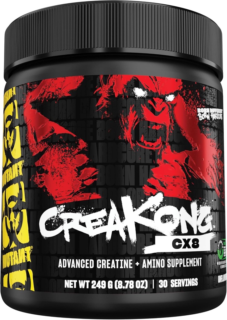 Mutant CREAKONG CX8 – Advancedtine + Reese Supplement with 4g Tripletine Assembly, 4g Platinum (BCAAs & Taurine) Kas Büyüme ve Performans için - Unflaved, 249g (30 hizmet)