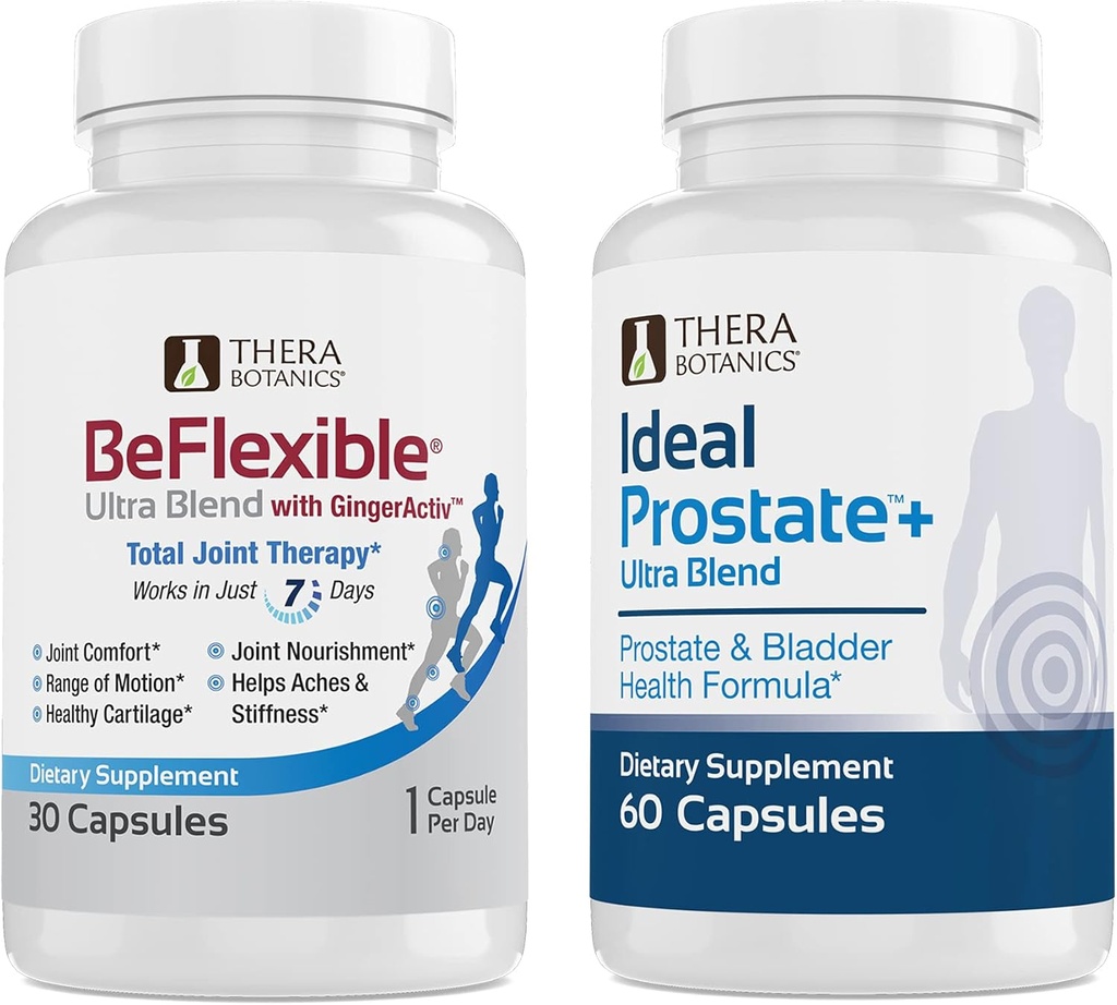 Therabotanics BeFlexible Ultra Joint Support Supplement and Ideal Prostate Ultra Powerful Prostate Supplement for Men* Sche