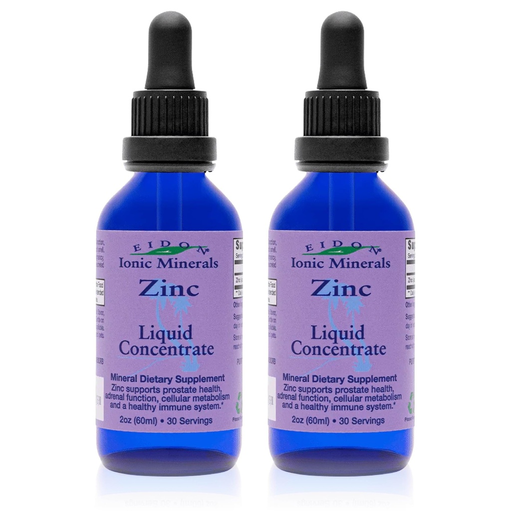 Eidon Ionic Minerals Sıvı çinko Yoğunluğu - Ionic çinko Supplement Drops for Yetişkinler and Kids, Support Immune System, Hair and Skin, Liver and Kidney Health - 2 oz, 2 Pack