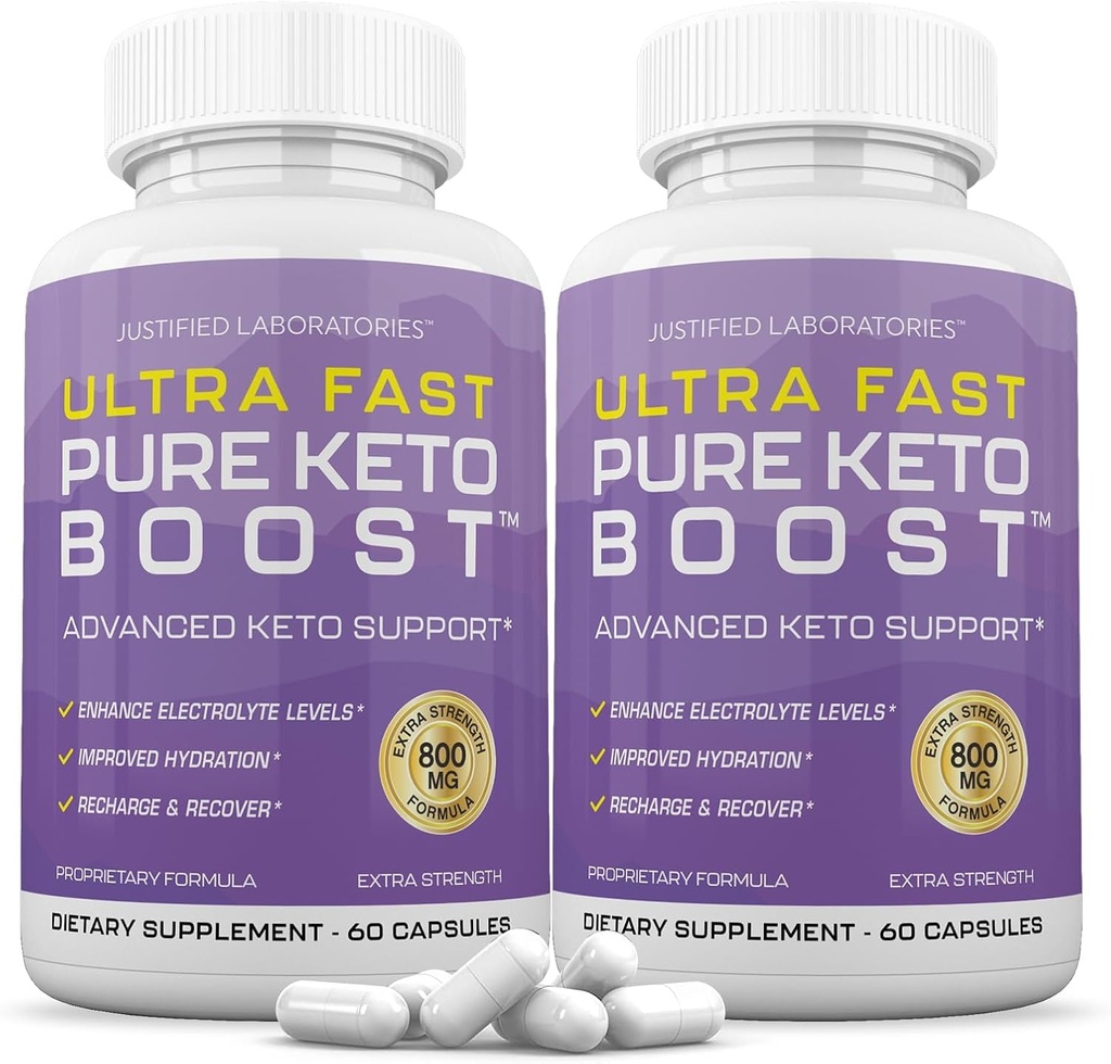 Justified Laboratories (2 Pack Ultra Fast Pure Keto Boost Pills 1275MG New & Improv Formula Contains Apple Cider Vinegar Ekstra Virgin Zeytinyağı Toz Yeşil Çay Broşürü 120 Capsules