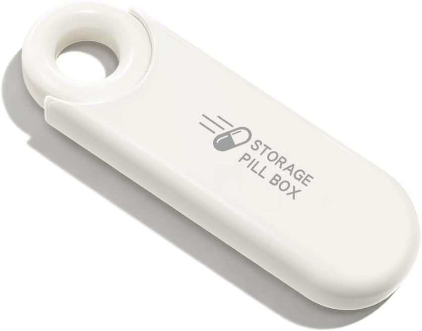 Slim Travel Pill Organizer, μικρή θήκη χάπι ταιριάζει σε πορτοφόλι ή τσέπη, Compact Φορητό θήκη χάπι, Κομψό 3 διαμερίσματα Καθημερινή κουτί βιταμίνης (λευκό)