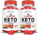 Justified Laboratories (2 Pack Ignite Keto ACV Gummies Advanced 1000MG Ignite Keto Gummies Formula Apple Cider Vinegar Formula B12 Vegan Non GMO 120 Gummys