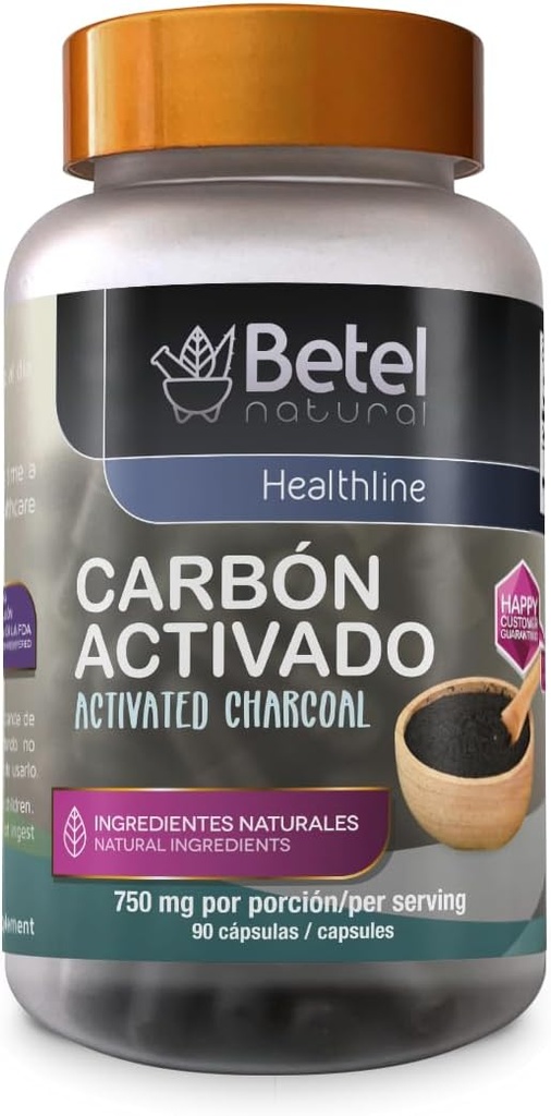 Betel Natural Carbon Activado Capsulas - Aktif Charcoal 90 Capsules