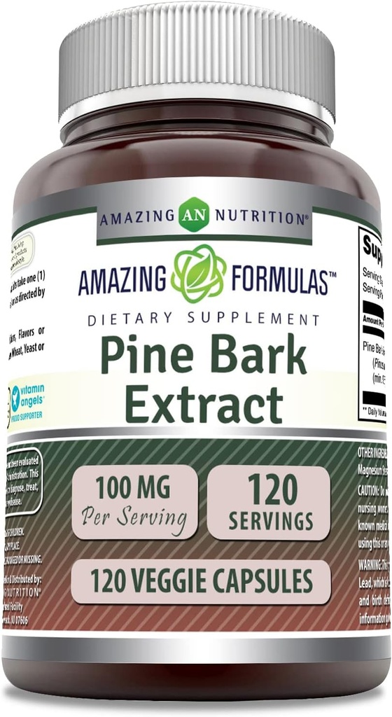 Amazing Formulas Pine Bark Extract Supplement | 100 Mg Per | 120 Veggie Capsules | Non-GMO | Gluten Free | Made in USA