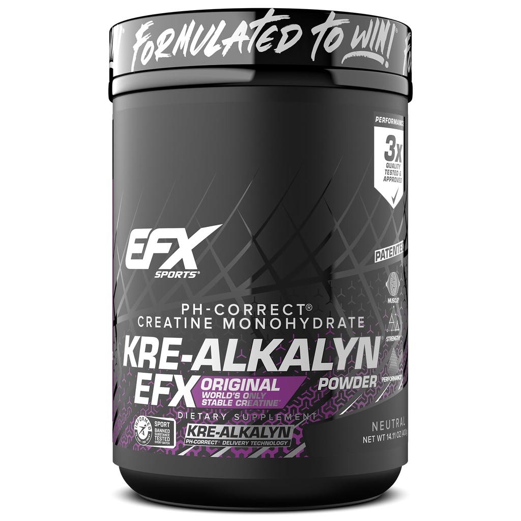 EFX Sports Kre-Alkalyn EFX Toz | pH Doğru Kreatine Monohidrat Toz Supplement | Güçlü, Kas Büyüme ve Performans | 266 Hizmetler (Unflavored)