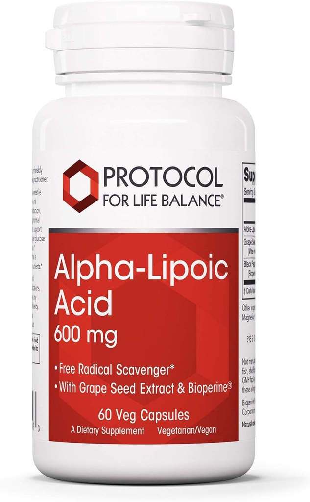 Alpha Lipoic Acid 600 mg - Grape Tohumksiyonu ve Bioperine - 60 Veg Caps