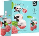 Hethstia Konjac Jelly, Lychhee Konjac Jelly 10 Pouchs με κολλαγόνο Πεπτίδες, χαμηλή θερμίδα πόσιμο Litchi Jello, Βιταμίνη C Light Snacks, Χωρίς ζάχαρη, Κέτο, Χωρίς γλουτένη, Υγιεινά δώρα τροφίμων