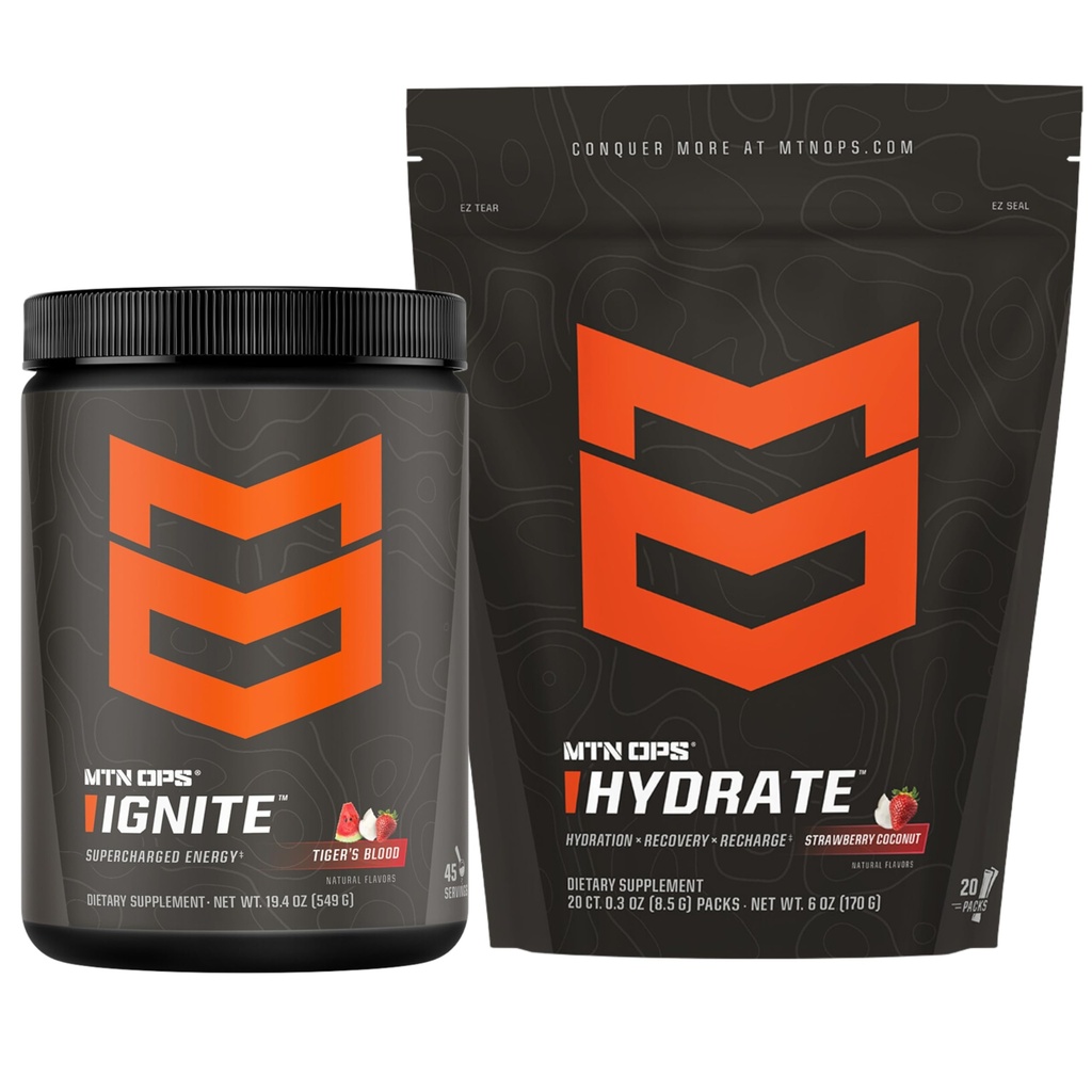 MTN OPS Ignite Tiger's Blood + Hydrate Strawberry Coconut Bundle