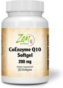Zen Supplements CoEnzyme Q10 200 mg - Vitamin E Oil - Antioksit Desteği, Kalp Sağlığı, Enerji, Sağlıklı Cholesterol - Non-GMO & Gluten Ücretsiz 30-Softgel