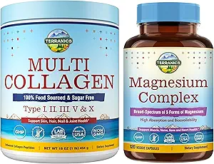 Terranics Multi Collagen Peptides σκόνη & 5-σε-1 Magnesium Complex συμπλήρωμα