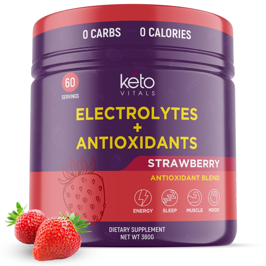Keto Vitals Antioxy Electrolytes Toz - Pids ile Elytes, Magnezyum, Lipodi | Keto Electrolytes Supplement Energy Drink Mix | Sugar-Free, Zero Calories, Zero Carbs, Zero Calories, Zero Carbs