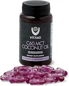 C60 Oil Capsules | Age-Defying Vitality ve Antioksi Desteği |% 99.99 Pure Branson Free C60 | Organik Petrol | Vegan Dostu | Superior Müşteri Hizmetleri (Coconut Oil)