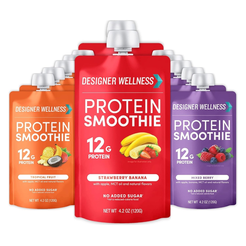 Tasarımcı Wellness proteini Smoothie, Real Fruit, 12g protein, Low Carb, Zero Ek Şeker, Gluten-Free, Non-GMO, No Yapay Renkler veya Flavors, Diversity Pack, 12 Count