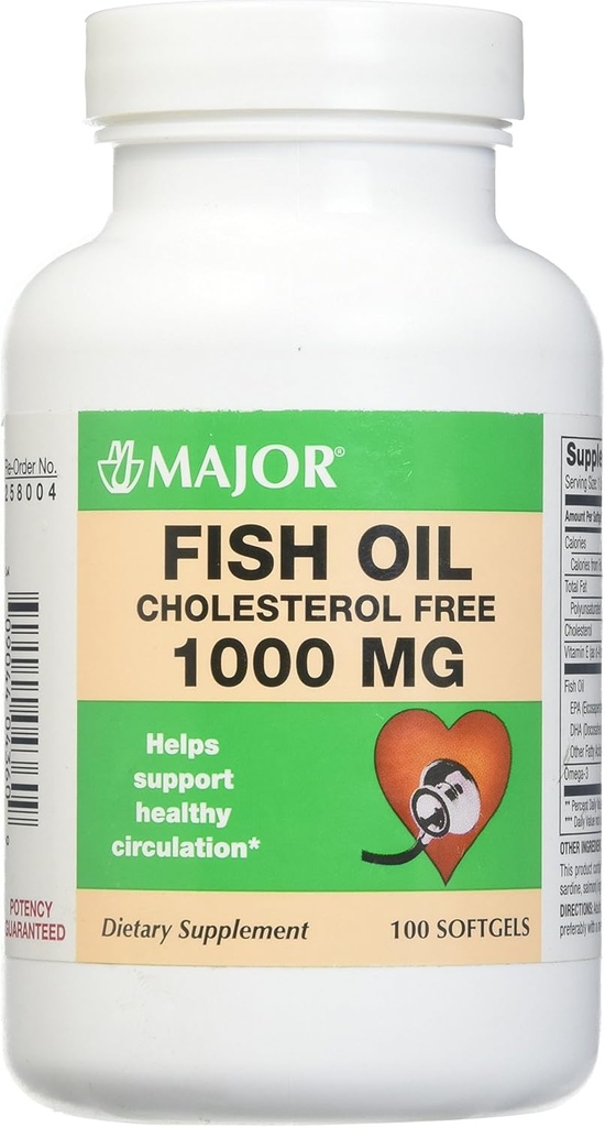Major Omega-3 Fish Oil - Fish Oil Supplement 1000mg - 100 Softgels